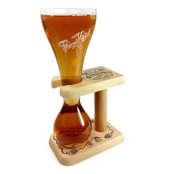 yarda vaso cerveza con soporte madera regalos originales cerveceros