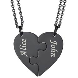 collar pareja corazon compartido personalizado negro regalos san valentin originales