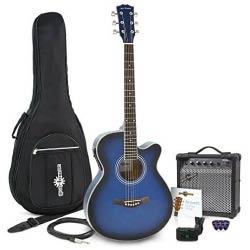 set guitarra elextroacustica azul regalos originales musica