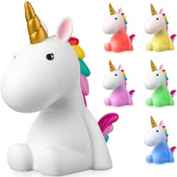 lampara nocturna infantil unicornio led colores regalos niños niñas