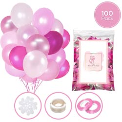 pack 100 globos fiesta comunion rosa