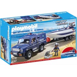 playmobil coche de policia y lancha regalos para niños niñas